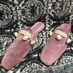 Pair the heaven shoe velvet mule with tassel hand made Sz 7.5